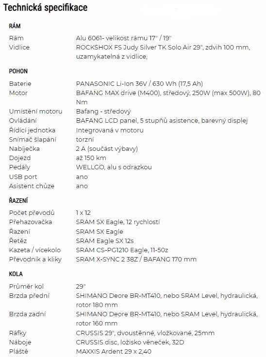 E-FIONNA 8.7-S SPECIFIKACE 1
